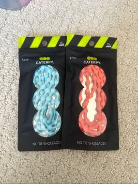 Caterpy No-Tie Shoelaces - Aqua & Coral (2 Pairs)
